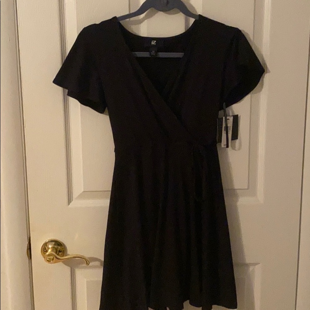 black wrap dress